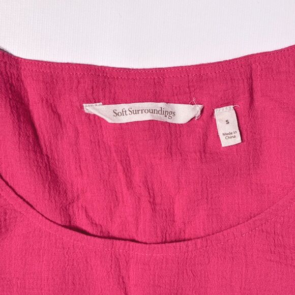 Soft Surroundings Layered Oversized Crinkle Blouse Pink Raspberry Women's Size S - Picture 5 of 9